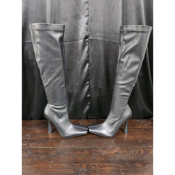 Charlotte Russe Black Knee High Heeled Boots Sz. 8 - Picture 4 of 8